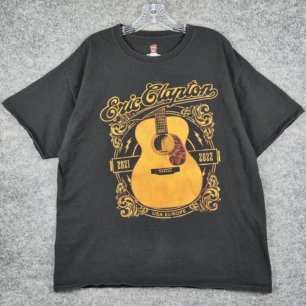Eric Clapton Shirt Mens XL Black 2021 2022 USA Europe Tour Graphic Music Tee
